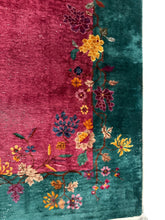 Load image into Gallery viewer,  9x12 Antique Art Deco Rug Chinese Nichols Rug Purple Natural Wear 259x353cm
