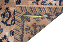 Load image into Gallery viewer, 5x8 Vintage Art Deco Rug Dragon Rug Chinese Peking Rug Beige 153cm x 244cm

