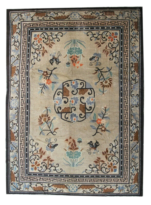 9x12 Rare  Antique Peking Chinese Art Deco Rug Camel Hair Qing Dynasty 1900