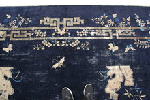 Load image into Gallery viewer,  13x18 Rare Antique Peking Chinese Art Deco Rug Museum Quality Blue c.1870  
