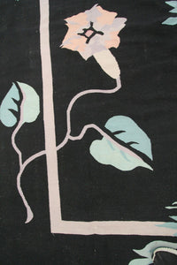 Rare Vintage Art Nouveau Rug Bold Art Deco Rug Black Handmade Rug Kilim 8x10