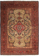 Load image into Gallery viewer, 10x13 Vintage Farahann Rug Geometric Art Nouveau Rug Handmade Gold 305x392cm
