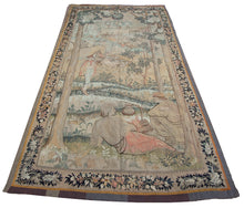 Load image into Gallery viewer, 5x9 Antique French Tapestry Signed Figural Tapestry Verdure 152cmx269cm c.1900

