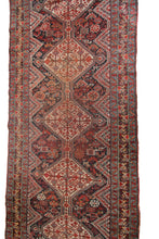 Load image into Gallery viewer,  3x10 Rare Antique Rug Khamseh Kazak Runner 10ft Boho Runner ©&quot;Shabby Chic Pile&quot;
