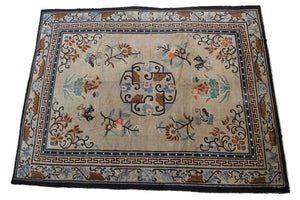 9x12 Rare  Antique Peking Chinese Art Deco Rug Camel Hair Qing Dynasty 1900