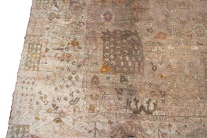 Antique Turkish Fine Rare ANGORA Oushak Rug Beige Rose 10x15 C.1870 300x452cm