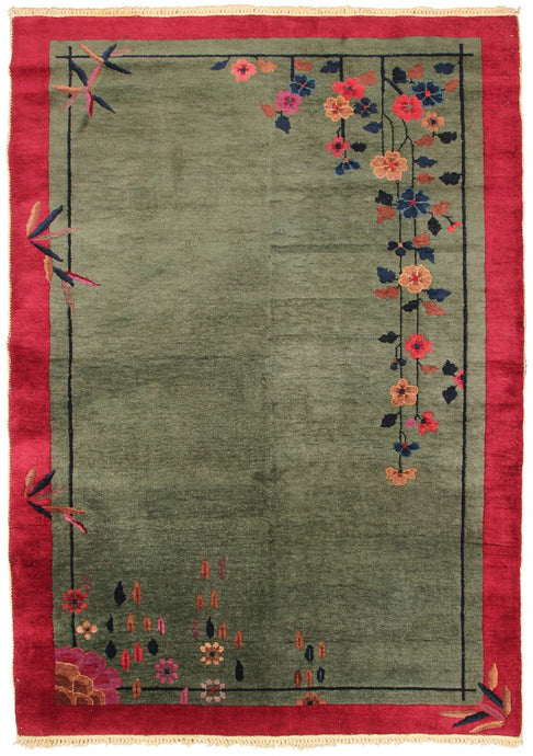 4x6 Rare Tree of Life Antique Art Deco Rug Chinese Rug Antique Chinese Rug 1920
