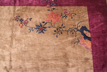 Load image into Gallery viewer,  9x12 Antique Art Deco Rug Chinese Rug Beige Walter Nichols Rug Purple 277x348cm
