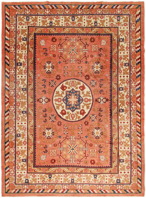9x12 Rare Vintage Chinese Art Deco Art Nouveau Khotan Rug 262cmx361cm Pink 
