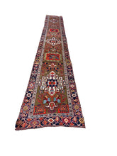 Load image into Gallery viewer, Rare Antique Herizz Runner Antique Handmade Rug Serappi 3x18 94cm x 531cm

