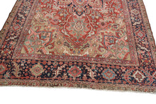 Load image into Gallery viewer, 8x11 Handmade Antique Herizz Serappi Rug  8&#39;x11&#39; Handmade Area Tribal Red 1900 
