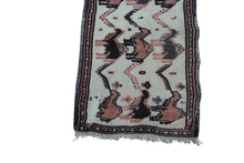 Load image into Gallery viewer, 2x19 1890 Antique Tapestry Handmade Runner Sennehh raised pile Animal 44 x 579cm
