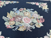 Load image into Gallery viewer, 6x9 Antique French Needlepoint Tapestry Victorian  Rug  Blue 181cmx265cm c.1930
