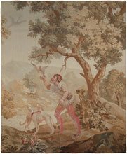 Load image into Gallery viewer, 5X6 Antique Flemish Tapestry Fine Wool &amp; Silk Tapestry 152cmx183cm Beige C.1880
