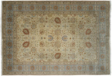 Load image into Gallery viewer, 10x14 Vintage Oushak Rug Mahhal Blue Rug Handmade Rug Beige Blue
