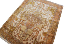 Load image into Gallery viewer, Rare Antique Silk Seraapi Rug Fine Ivory 4x5 4x6 Herriz Rug 100% Silk Tapestry
