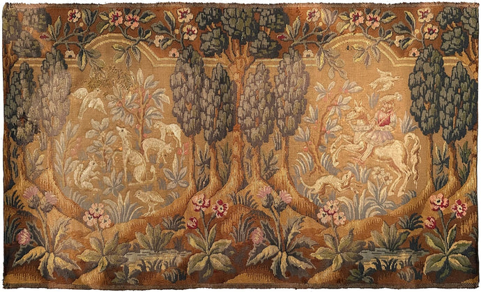 3x5 Antique English Needlepoint Tapestry Wool & Silk  82cm x 158cm c.1920