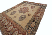 Load image into Gallery viewer, 9x12 Magnificent Vintage Turkish Oushak Beige Area Rug Ikat Handmade Rug
