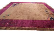 Load image into Gallery viewer,  9x12 Antique Art Deco Rug Chinese Rug Beige Walter Nichols Rug Purple 277x348cm
