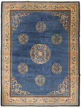 Load image into Gallery viewer, 9X12 Antique Peking Rug Chinese Art Deco Rug 274cmX348cm Handmade Blue C.1920
