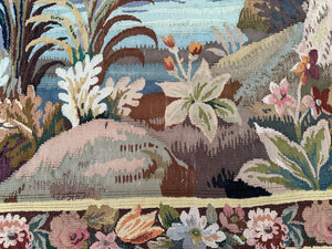 Rare Antique French Tapestry Handmade Tapestry Flowers Verdure 6x8 167x 234cm