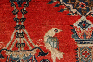 Antique Traditional Oriental Rug Handmade Meditation Tapestry  Red 3x4 C.1900