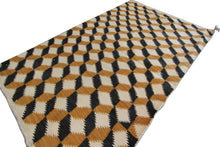 Load image into Gallery viewer, Antique Navajo Rug Flatwoven Geometric Optical Illusion Handwoven 2x3 Tapestry
