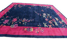 Load image into Gallery viewer, 9x12 Fine  Antique Art Deco Rug Walter Nichols 275cmx348cm Blue Carpet C. 1920
