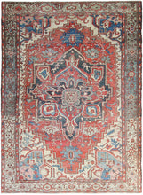 Load image into Gallery viewer, 10x13 Antique Rare Serrapi Rug Geometric Handmade Rug Rust 288cmx392cm c. 1880
