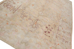 6x9 Handmade Antique Vegetable Dye Beige Oushak Authentic Cotton Agra Rug 1920  