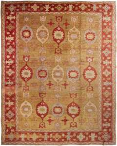 12x15 Vintage Turkish Oushak Rug Geometric Art Nouveau Rug Handmade  361x463cm