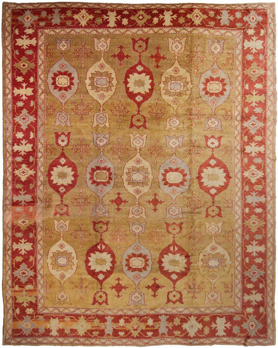 12x15 Vintage Turkish Oushak Rug Geometric Art Nouveau Rug Handmade  361x463cm
