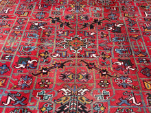 Load image into Gallery viewer, Antique Herriz Serrapi Rug Geometric 9x11 Handmade Red Rug  265cmx336cm C. 1940

