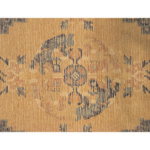 Load image into Gallery viewer, 2&#39;x2&#39; Collector Antique Fou Dog Art Deco Ningxia Rugs Yellow Beige 18th Century 
