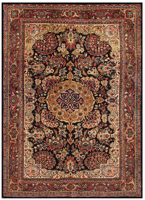 5x7 Antique Rug magnificent Mohajeran Handmade Rug Blue 137cm x 198cm Circa 1920