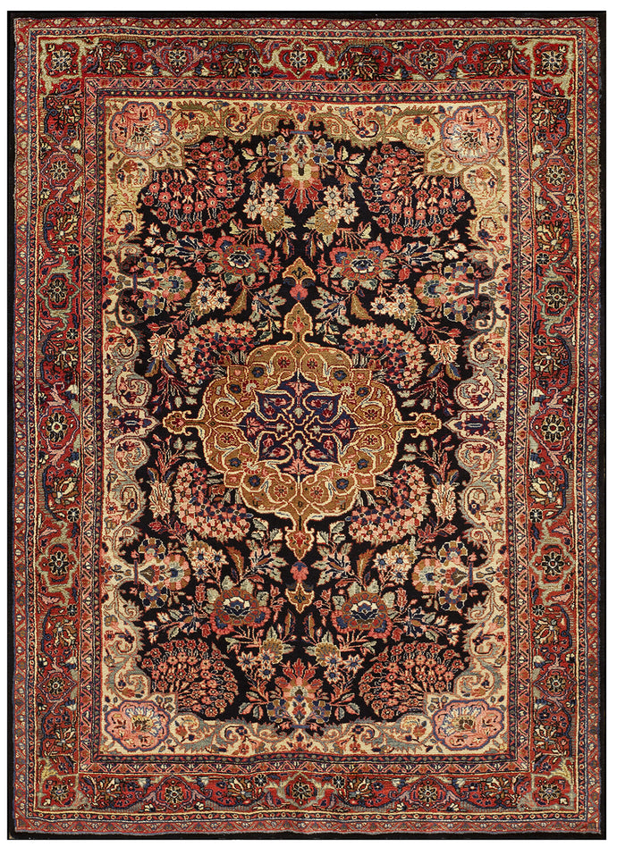 5x7 Antique Rug magnificent Mohajeran Handmade Rug Blue 137cm x 198cm Circa 1920