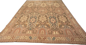 11x13 Vintage French Art Deco Rug Flat Woven Art Nouveau Rug 346cm x 401cm