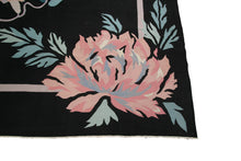 Load image into Gallery viewer, Rare Vintage Art Nouveau Rug Bold Art Deco Rug Black Handmade Rug Kilim 8x10
