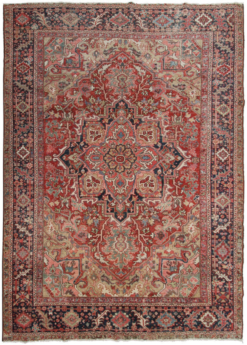 8x11 Handmade Antique Herizz Serappi Rug  8'x11' Handmade Area Tribal Red 1900 