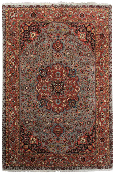 7'x9' Rare Museum Quality Vintage Rug Fine  Wool & Silk Area Rug Gray  C.1960