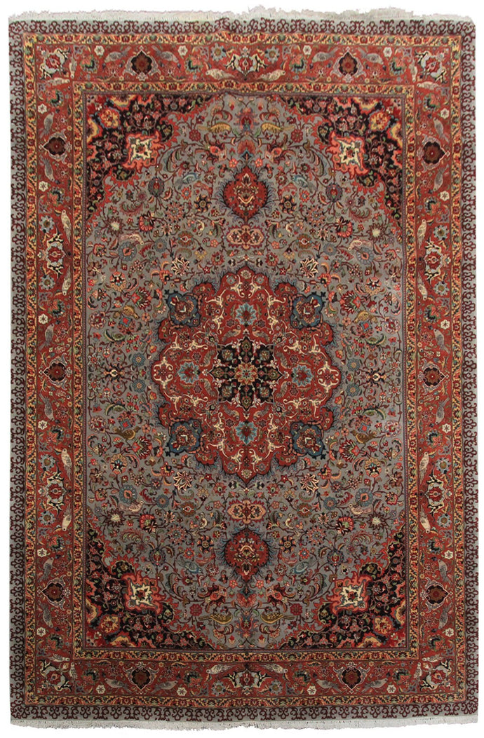 7'x9' Rare Museum Quality Vintage Rug Fine  Wool & Silk Area Rug Gray  C.1960