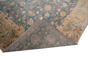  10x13 Rare Antique Rug Oushak Rug Fine Blue Oriental Carpet 305cm x 401cm