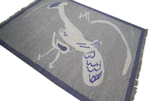 Load image into Gallery viewer, 5x7 Vintage European Kilim Flatwoven Tapestry Rug Art Nouveau Bird 158cmx221cm 
