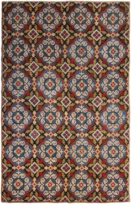Antique English Needlepoint overall Geometric Rug Tapestry 7x10 214x305cm  1890 