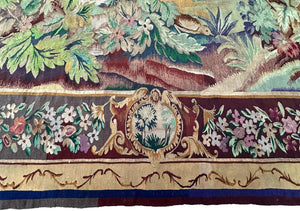 7x9 Antique French Tapestry  Art Nouveau Antique Tapestry 208cm x 257cm  c.1900