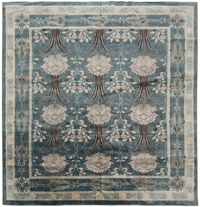 Vintage Arts & Crafts Rug Rare Art Nouveau Rug William Morris Art Deco Rug 12X12