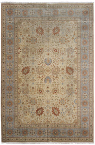 10x14 Vintage Oushak Rug Mahhal Blue Rug Handmade Rug Beige Blue