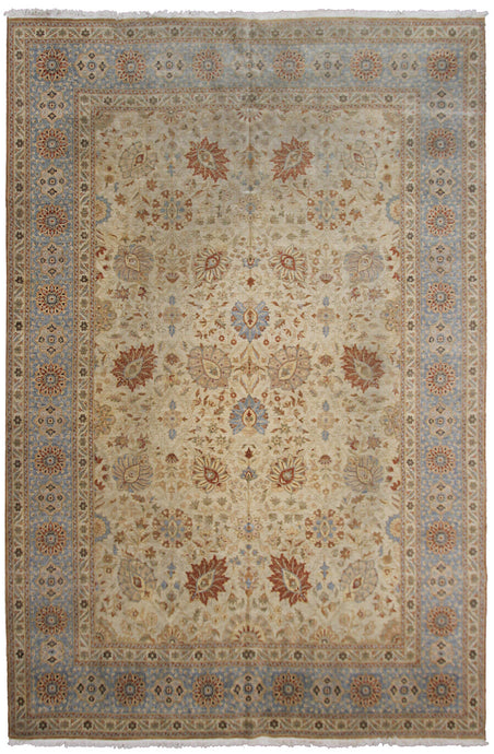 10x14 Vintage Oushak Rug Mahhal Blue Rug Handmade Rug Beige Blue