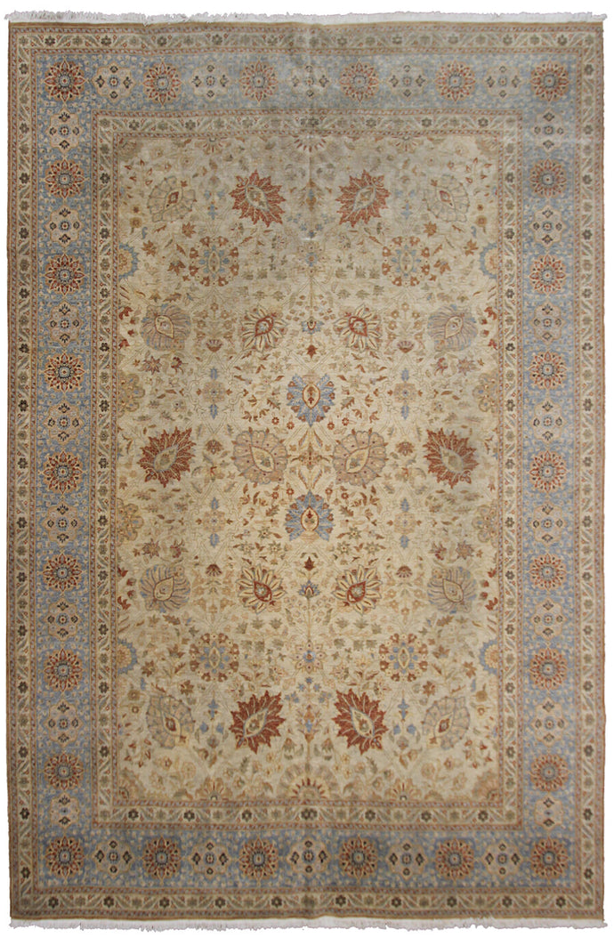 10x14 Vintage Oushak Rug Mahhal Blue Rug Handmade Rug Beige Blue