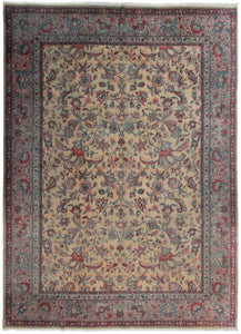  9x12 Antique Turkish Oushak Rug Sivas Overall Beige Gold 269cmx358cm c.1920  